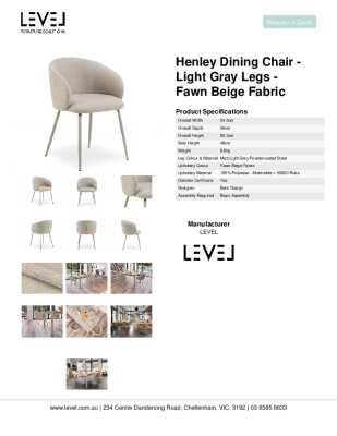 Tear Sheet: Henley Dining Chair - Light Gray Legs - Fawn Beige Fabric