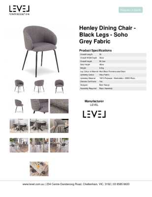 Tear Sheet: Henley Dining Chair - Black Legs - Soho Grey Fabric 