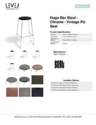 Tear Sheet: Hugo Bar Stool - Chrome - Vintage PU Seat