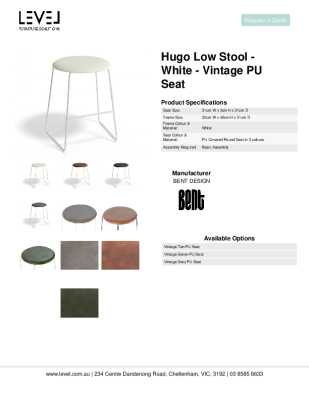 Tear Sheet: Hugo Low Stool - White - Vintage PU Seat