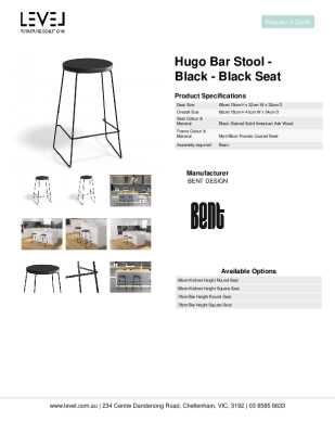 Tear Sheet: Hugo Bar Stool - Black - Black Seat