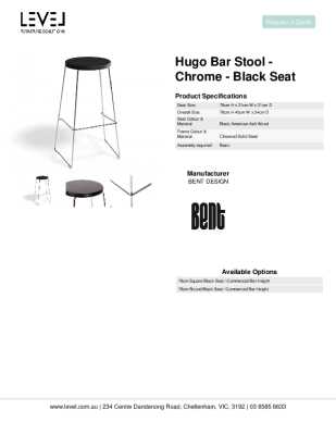 Tear Sheet: Hugo Bar Stool - Chrome - Black Seat