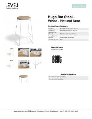 Tear Sheet: Hugo Bar Stool - White - Natural Seat
