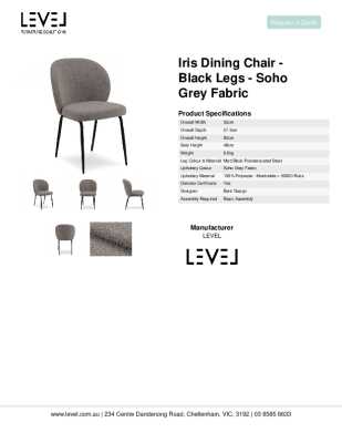 Tear Sheet: Iris Dining Chair - Black Legs - Soho Grey Fabric