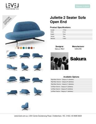 Tear Sheet: Juliette 2 Seater Sofa Open End