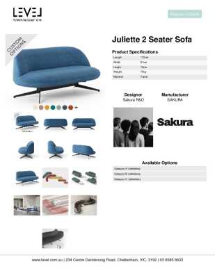 Tear Sheet: Juliette 2 Seater Sofa