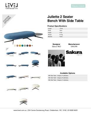 Tear Sheet: Juliette 2 Seater Bench with Side Table