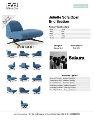 Tear Sheet: Juliette Sofa Open End Section