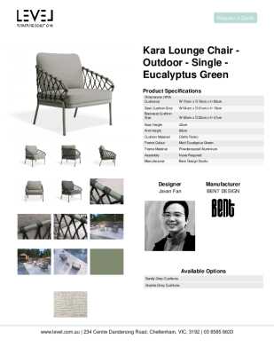 Tear Sheet: Kara Lounge Chair - Outdoor - Single - Eucalyptus Green