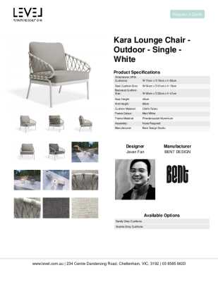 Tear Sheet: Kara Lounge Chair - Outdoor - Single - White