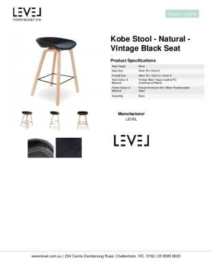 Tear Sheet: Kobe Stool - Natural - Vintage Black Seat