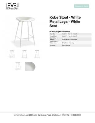 Tear Sheet: Kobe Stool - White Metal Legs - White Seat