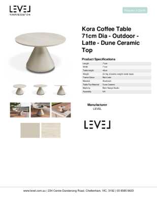 Tear Sheet: Kora Coffee Table 71cm Dia - Outdoor - Latte - Dune Ceramic Top