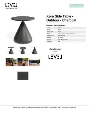 Tear Sheet: Kora Side Table - Outdoor - Charcoal
