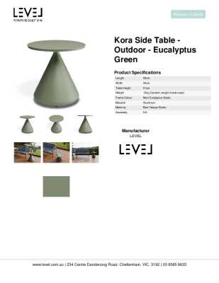 Tear Sheet: Kora Side Table - Outdoor - Eucalyptus Green