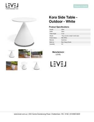 Tear Sheet: Kora Side Table - Outdoor - White