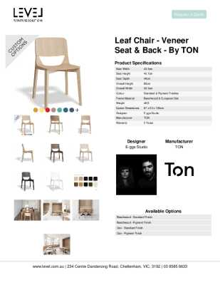 Tear Sheet: Leaf Chair - Veneer Seat & Back - by TON