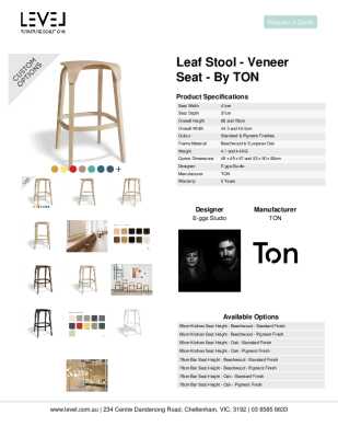 Tear Sheet: Leaf Stool - Veneer Seat - by TON