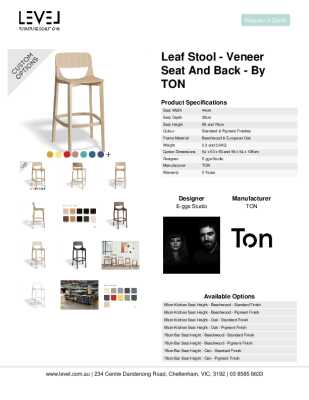 Tear Sheet: Leaf Stool - Veneer Seat and Back - by TON