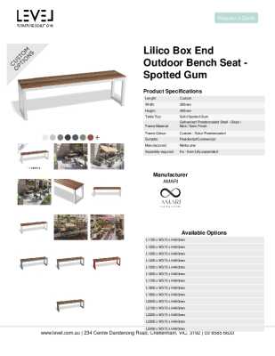 Tear Sheet: Lilico Box End Outdoor Bench Seat - Spotted Gum