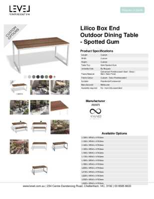 Tear Sheet: Lilico Box End Outdoor Dining Table - Spotted Gum 