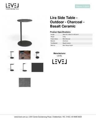 Tear Sheet: Lira Side Table - Outdoor - Charcoal - Basalt Ceramic