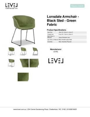 Tear Sheet: Lonsdale Armchair - Black Sled - Green Fabric