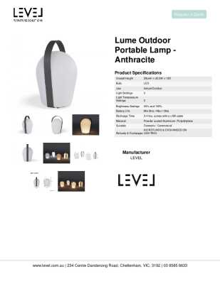 Tear Sheet: Lume Outdoor Portable Lamp - Anthracite