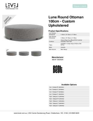 Tear Sheet: Lune Round Ottoman 100cm - Custom Upholstered