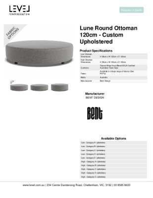 Tear Sheet: Lune Round Ottoman 120cm - Custom Upholstered