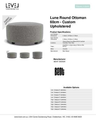Tear Sheet: Lune Round Ottoman 60cm - Custom Upholstered
