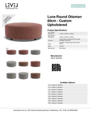 Tear Sheet: Lune Round Ottoman 80cm - Custom Upholstered