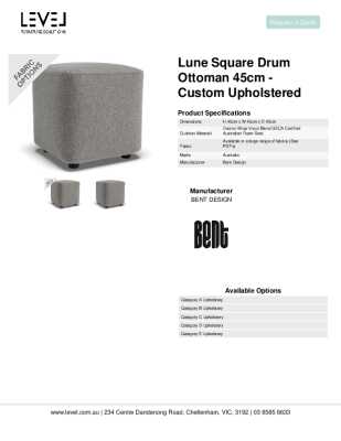 Tear Sheet: Lune Square Drum Ottoman 45cm - Custom Upholstered