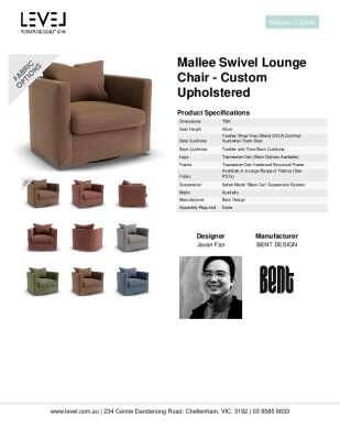 Tear Sheet: Mallee Swivel Lounge Chair - Custom Upholstered