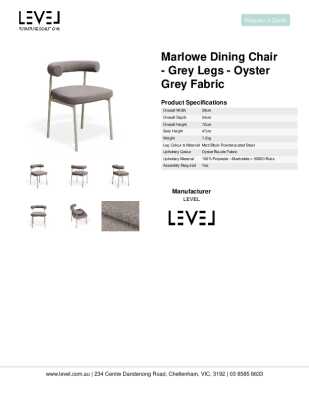 Tear Sheet: Marlowe Dining Chair - Grey Legs - Oyster Grey Fabric 