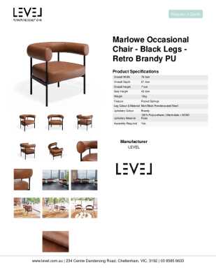 Tear Sheet: Marlowe Occasional Chair - Black Legs - Retro Brandy PU