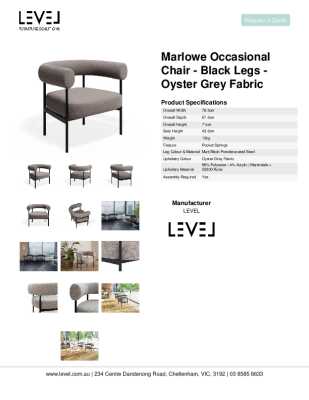 Tear Sheet: Marlowe Occasional Chair - Black Legs - Oyster Grey Fabric