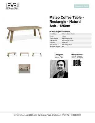 Tear Sheet: Mateo Coffee Table - Rectangle - Natural Ash - 120cm
