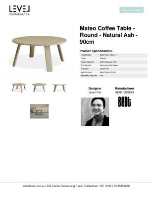 Tear Sheet: Mateo Coffee Table - Round - Natural Ash - 90cm