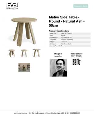Tear Sheet: Mateo Side Table - Round - Natural Ash - 50cm