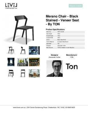 Tear Sheet: Merano Chair - Black Stained - Veneer Seat - by TON