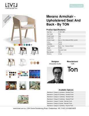 Tear Sheet: Merano Armchair - Upholstered Seat and Back - by TON
