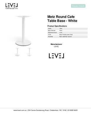 Tear Sheet: Metz Round Cafe Table Base - White