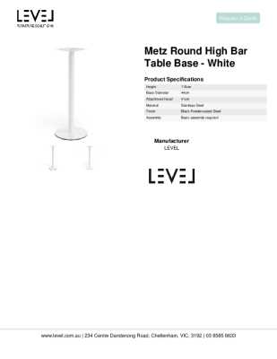 Tear Sheet: Metz Round High Bar Table Base - White