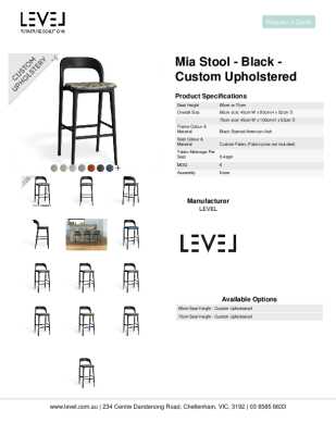 Tear Sheet: Mia Stool - Black - Custom Upholstered
