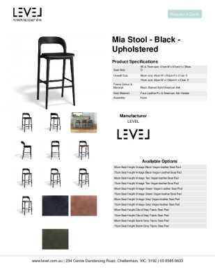 Tear Sheet: Mia Stool - Black - Upholstered