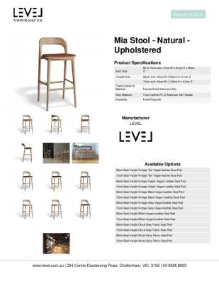 Tear Sheet: Mia Stool - Natural - Upholstered
