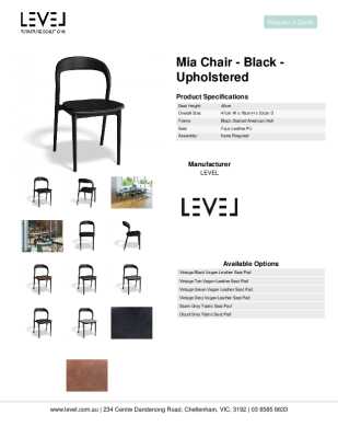 Tear Sheet: Mia Chair - Black - Upholstered