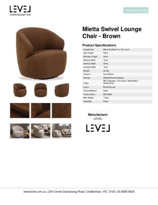 Tear Sheet: Mietta Swivel Lounge Chair - Brown