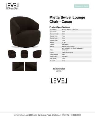 Tear Sheet: Mietta Swivel Lounge Chair - Cacao